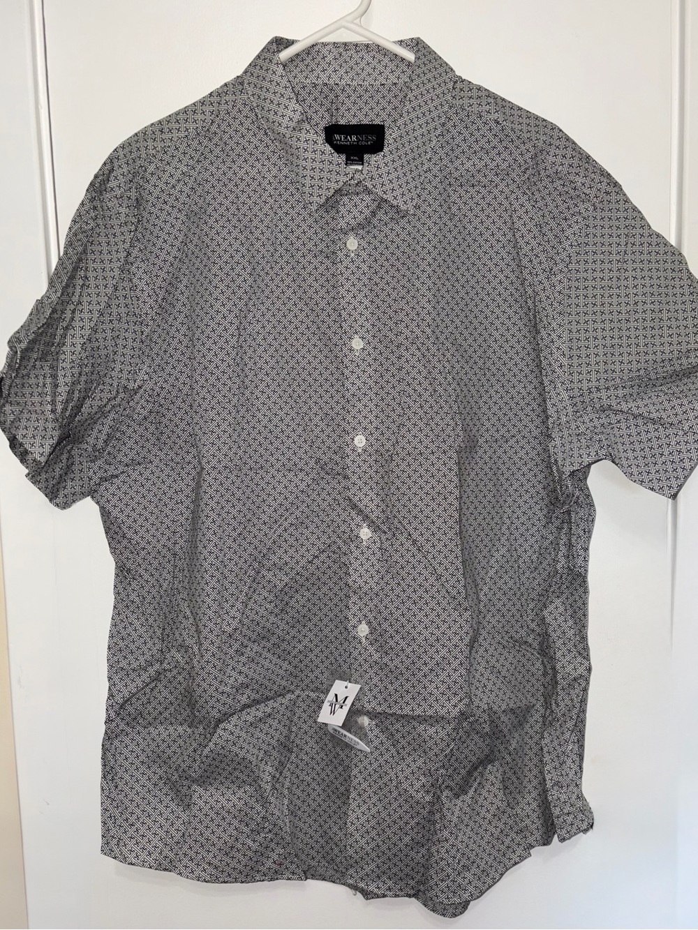 Kenneth Cole Awearness Men’s wearhouse Sleeve Patterned ButtonUp Shirt navy blue